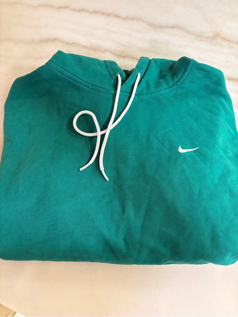 Nike Men's Teal Pullover Hoodie with White Drawstrings